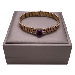 BVLGARI Tubogas amethyst and 18K rose gold bracelet, Size M.