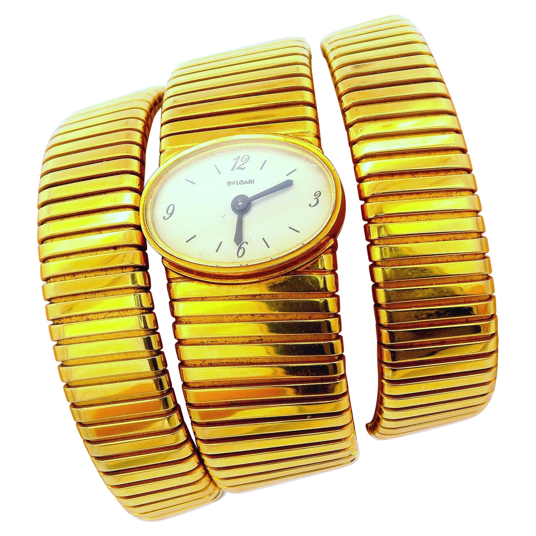 Bvlgari tubogas backwind central e/w oval watch tapered bracelet en vente