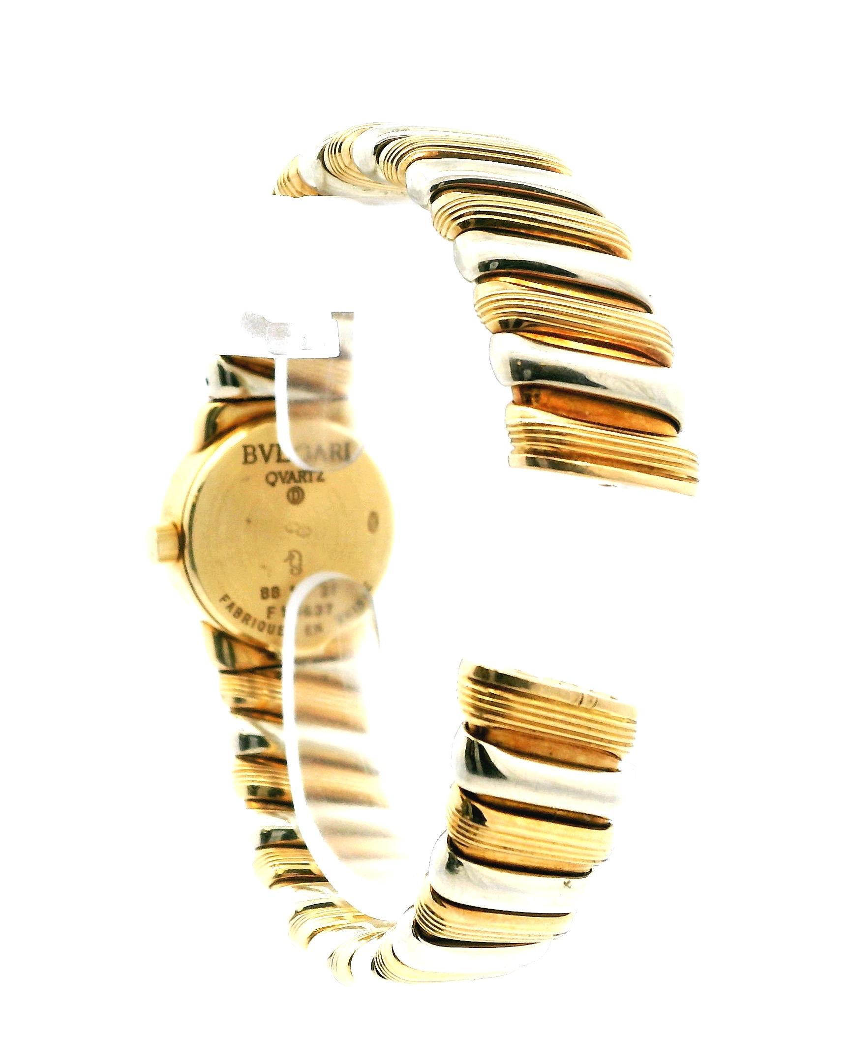 Bvlgari Tubogas BB19 2T 18K Yellow & White Gold Ladies Watch For Sale 2