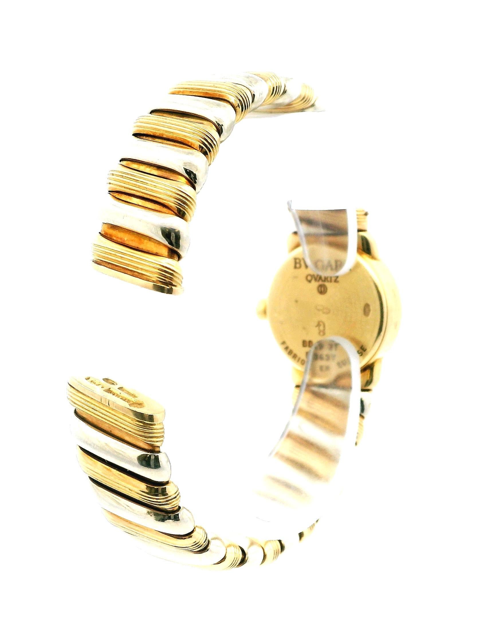Bvlgari Tubogas BB19 2T 18K Yellow & White Gold Ladies Watch For Sale 3