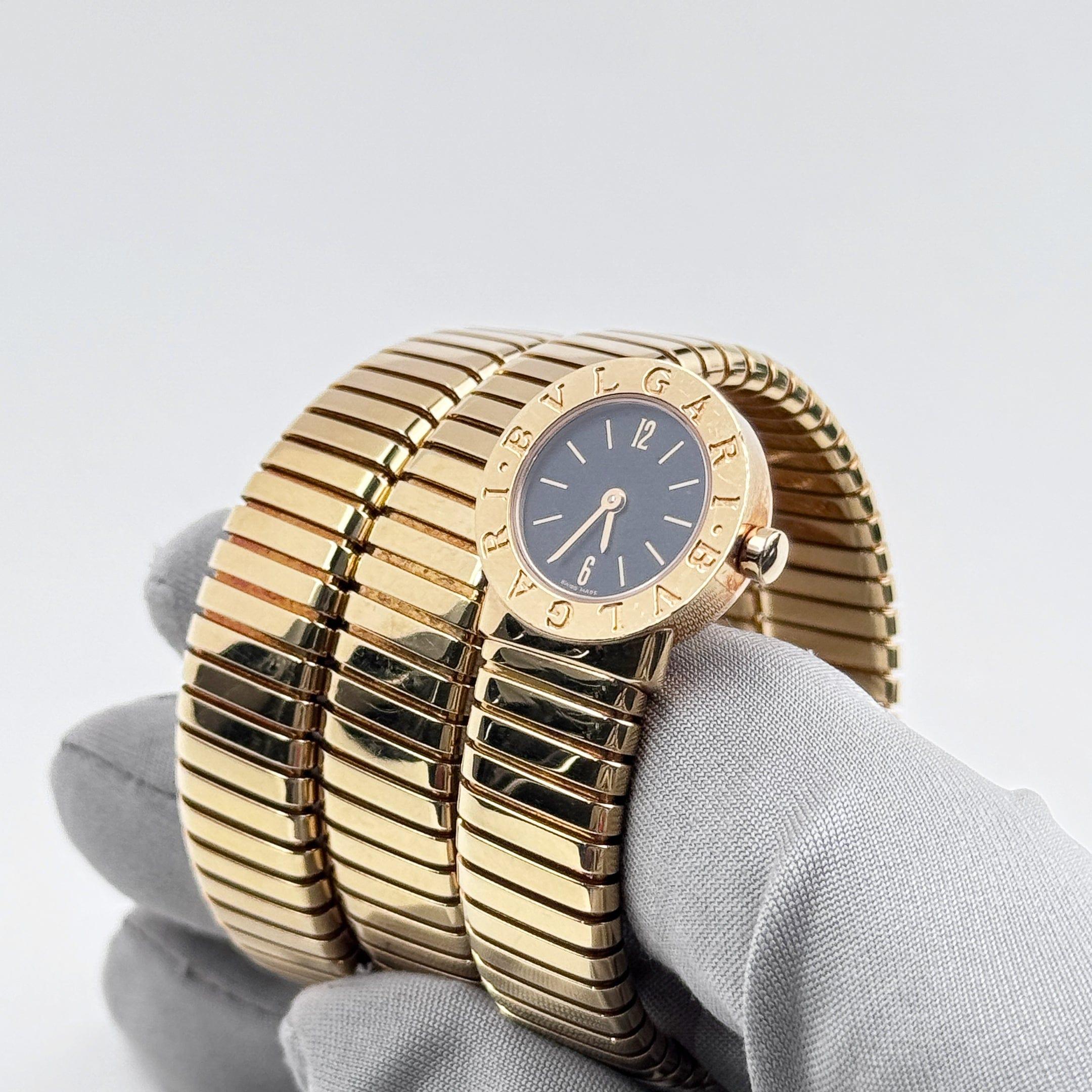 Women's BVLGARI Tubogas BB191T 3 Row Yellow Gold Quartz