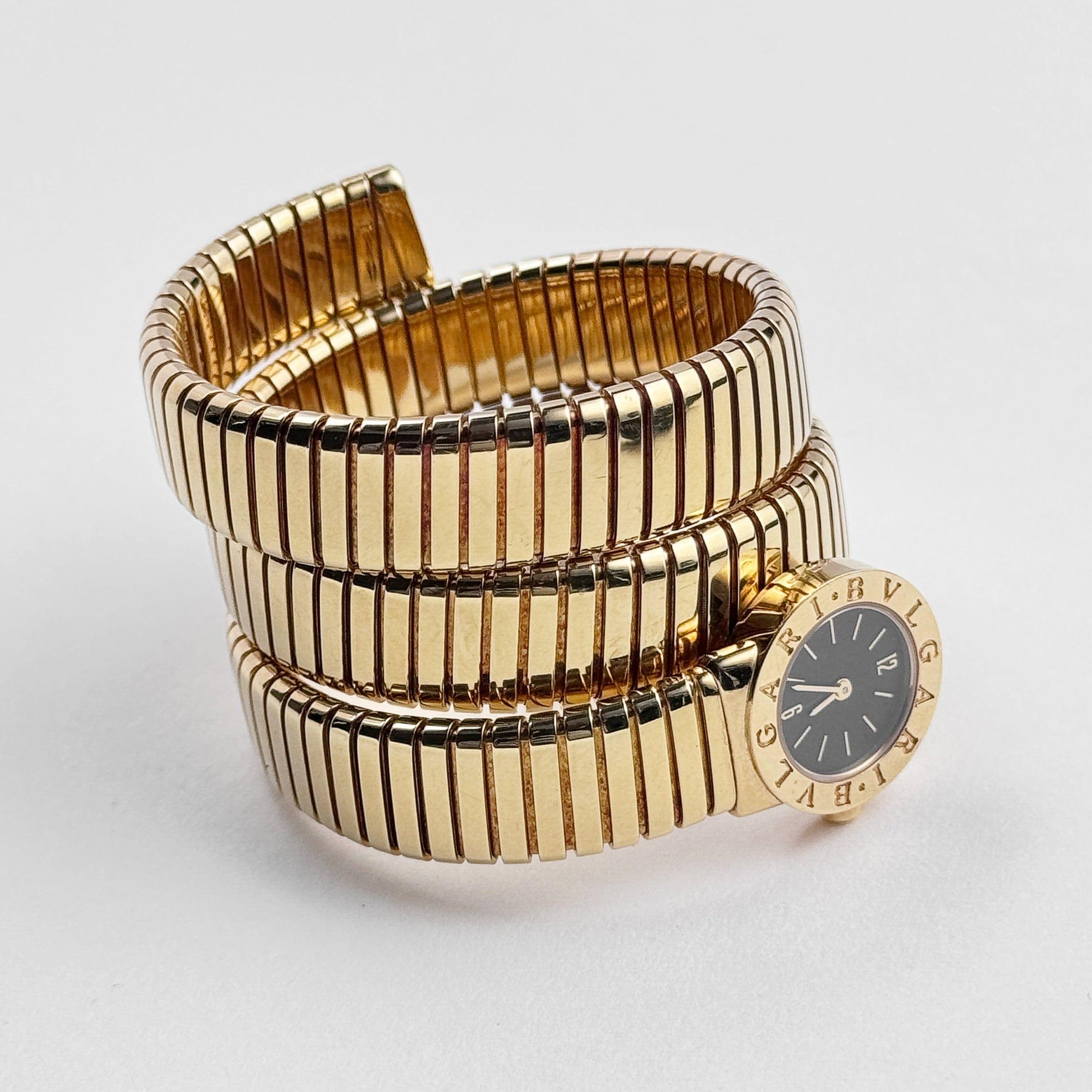 BVLGARI Tubogas BB191T 3 Row Yellow Gold Quartz 1