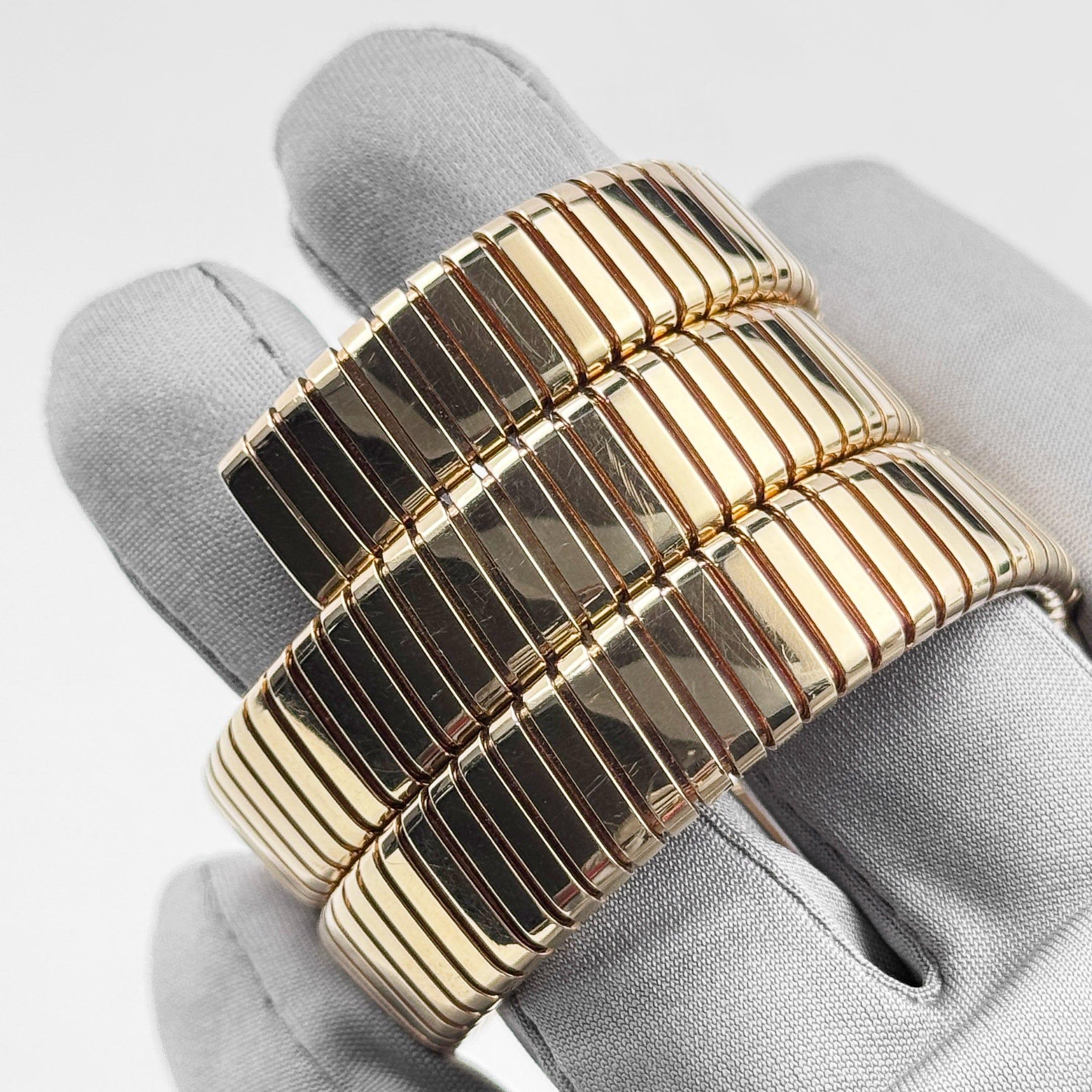 BVLGARI Tubogas BB191T 3 Row Yellow Gold Quartz 3
