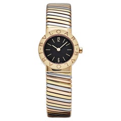 BVLGARI Tubogas BB232T 1 Row Esfera tricolor negra Cuarzo