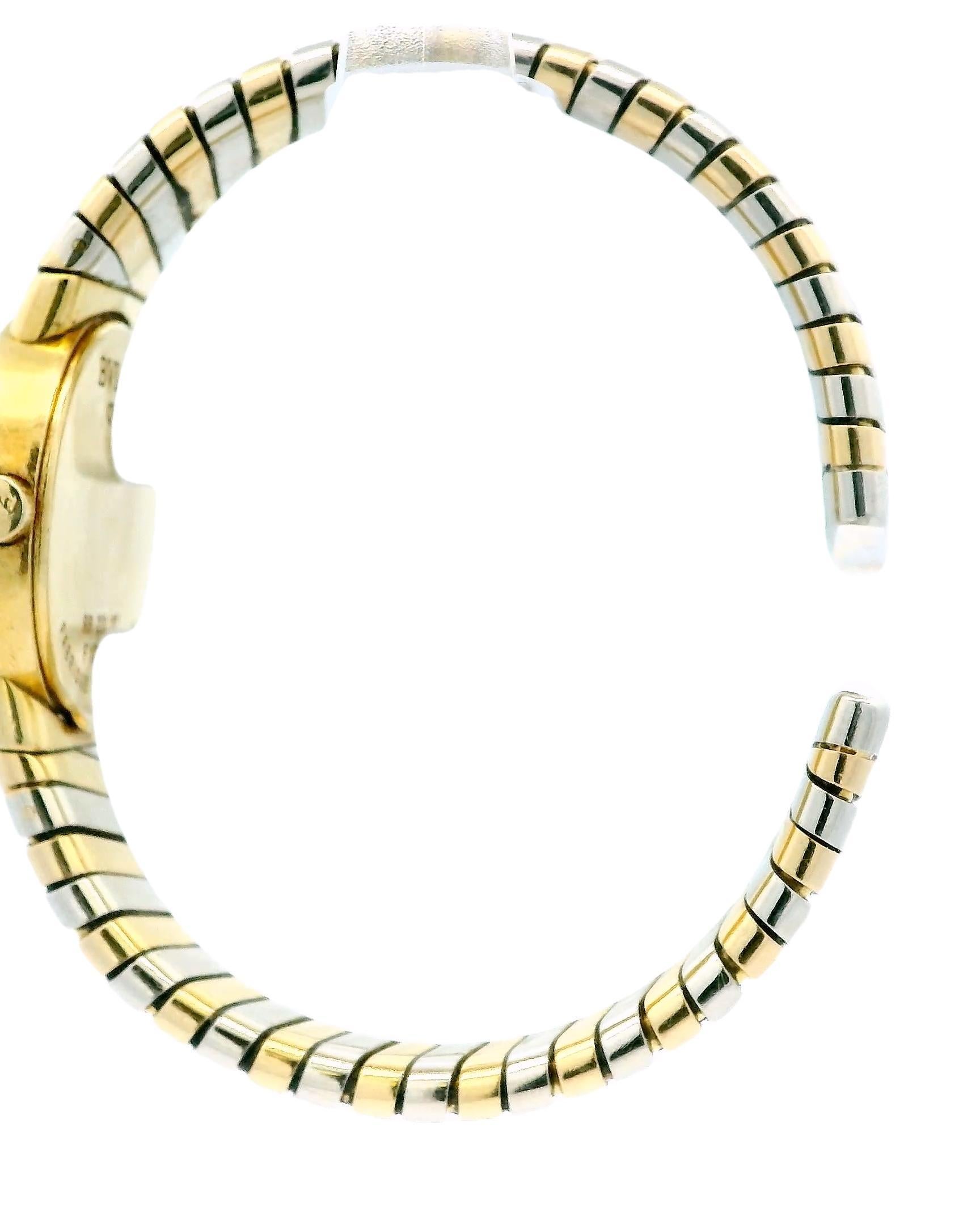Bvlgari Tubogas BB232T 18K Yellow, Rose & White Gold Ladies Watch In Excellent Condition For Sale In Great Neck Plaza, NY
