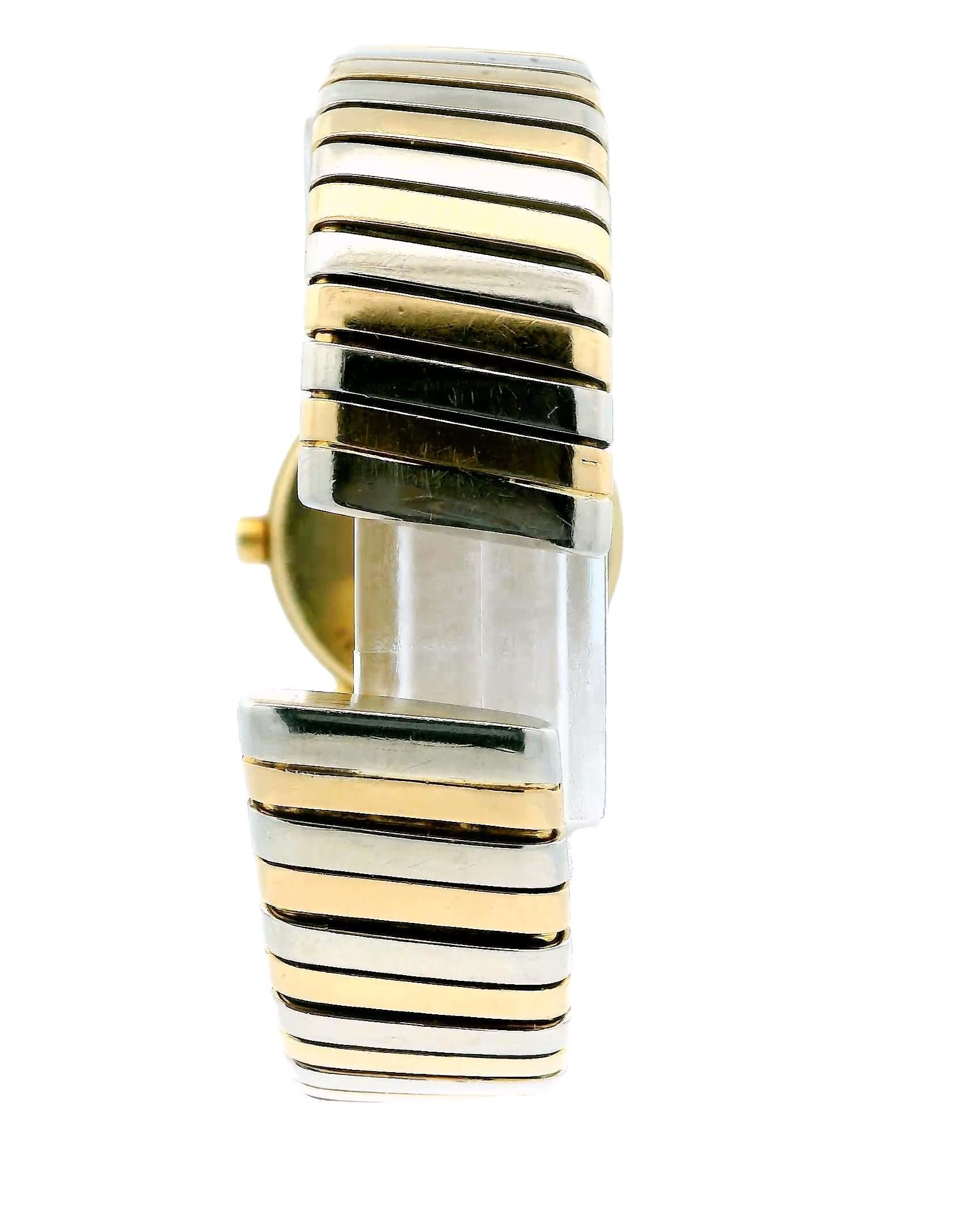 Women's Bvlgari Tubogas BB232T 18K Yellow, Rose & White Gold Ladies Watch For Sale