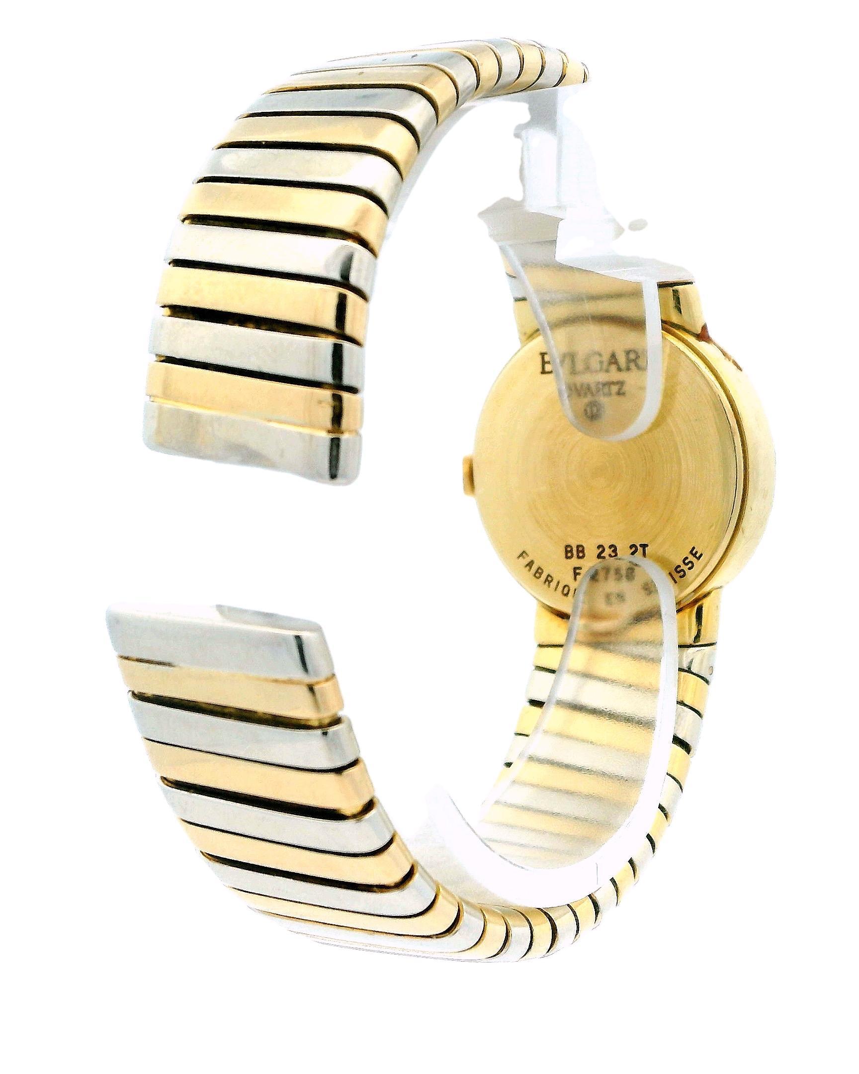 Bvlgari Tubogas BB232T 18K Yellow, Rose & White Gold Ladies Watch For Sale 2