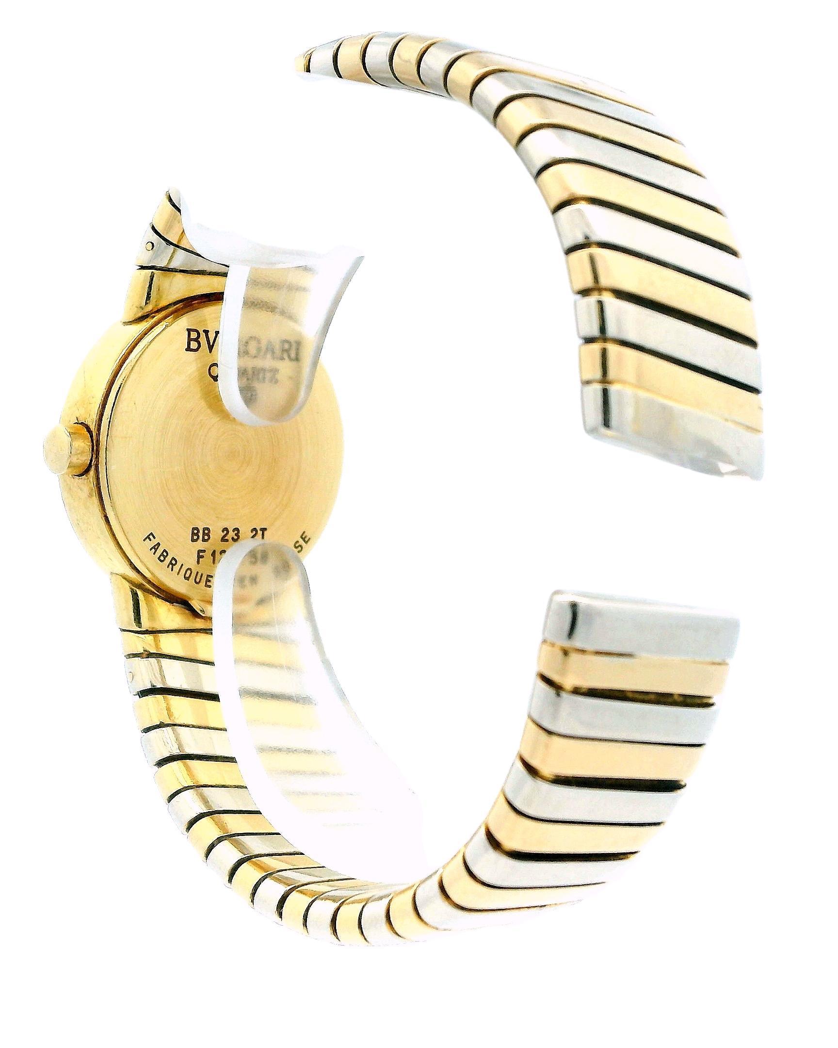 Bvlgari Tubogas BB232T 18K Yellow, Rose & White Gold Ladies Watch For Sale 3