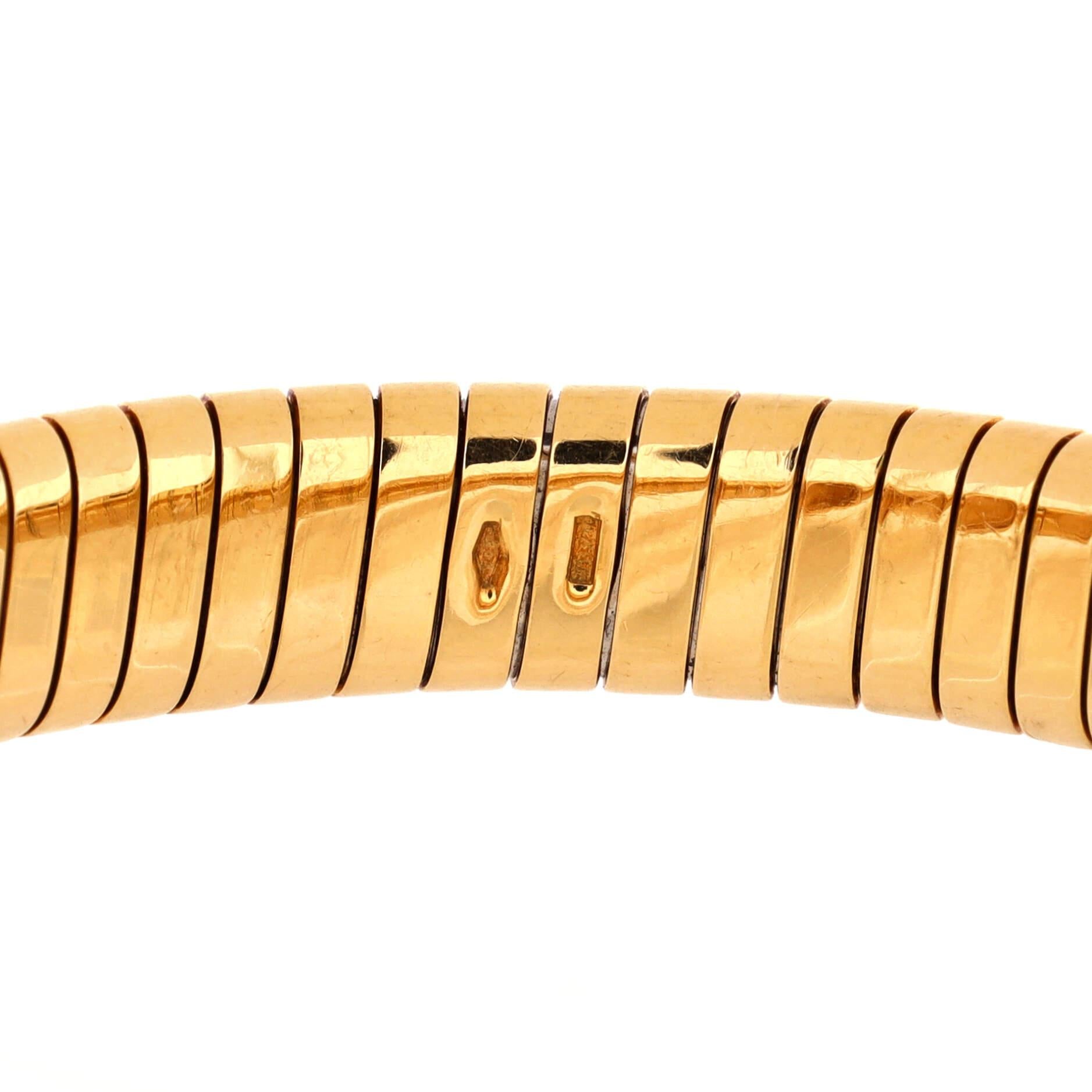 Women's Bvlgari Tubogas Cuff Bangle Bracelet 18K Yellow Gold with Onyx