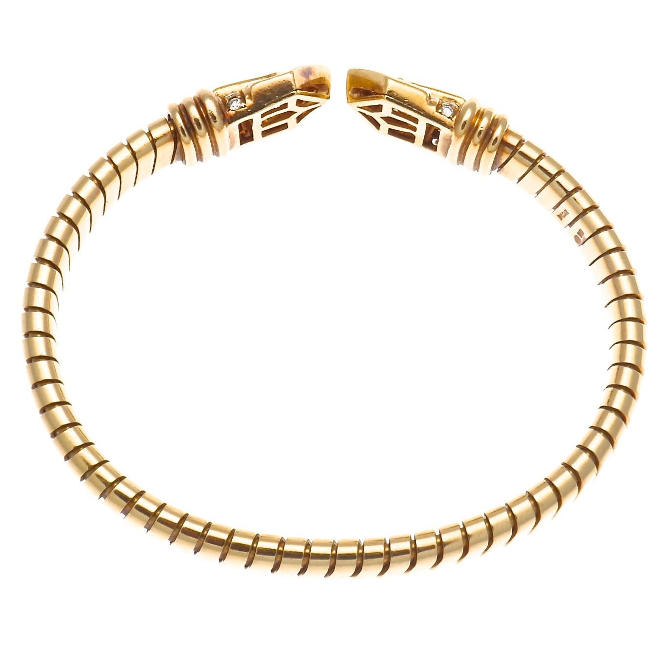 Contemporary Bvlgari Tubogas Diamond Gold Bracelet, circa 1960s
