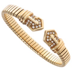 Bvlgari Tubogas Diamond Gold Bracelet, circa 1960s