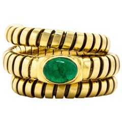 Bvlgari Tubogas Emerald Gold Ring