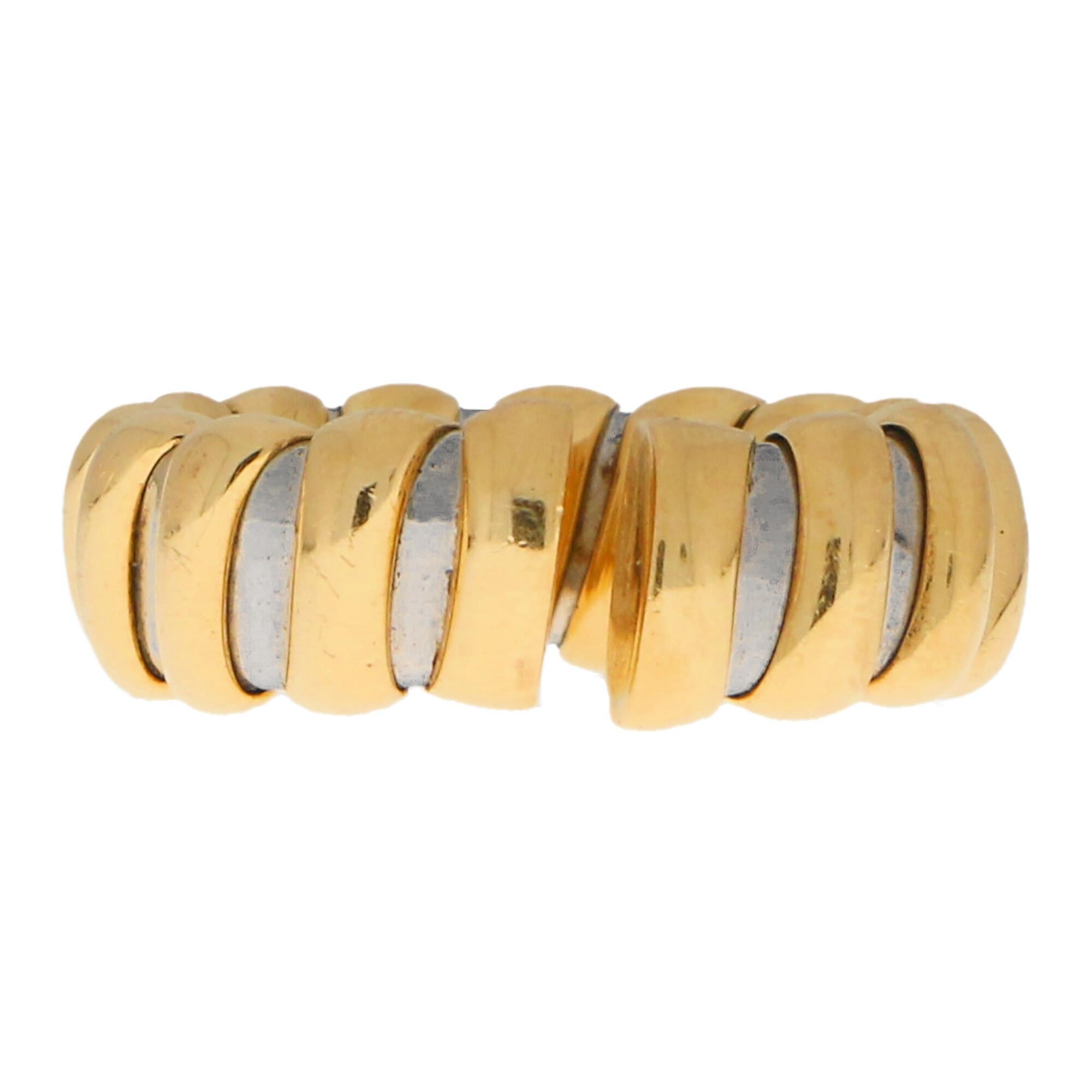 Bvlgari Tubogas Flexible Ring Set in 18 Karat Yellow Gold and Stainless Steel In Good Condition In London, GB