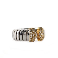 Bvlgari Tubogas Parentesi Ring Stainless Steel and 18K Yellow Gold with D