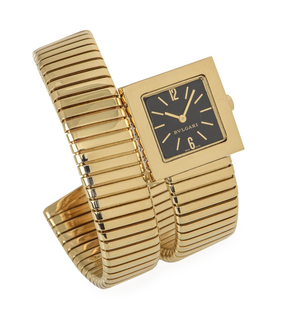 Bvlgari Tubogas Quadrato Yellow Gold Watch SQ221TG In Excellent Condition In London, GB