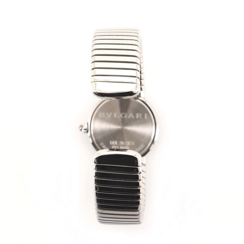 Bvlgari Tubogas Quartz Watch Stainless Steel with Diamond Markers 26 In Good Condition In New York, NY