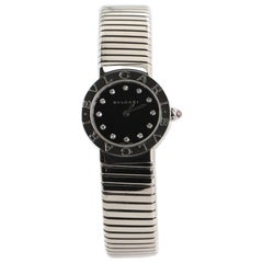 Bvlgari Tubogas Quartz Watch Stainless Steel with Diamond Markers 26