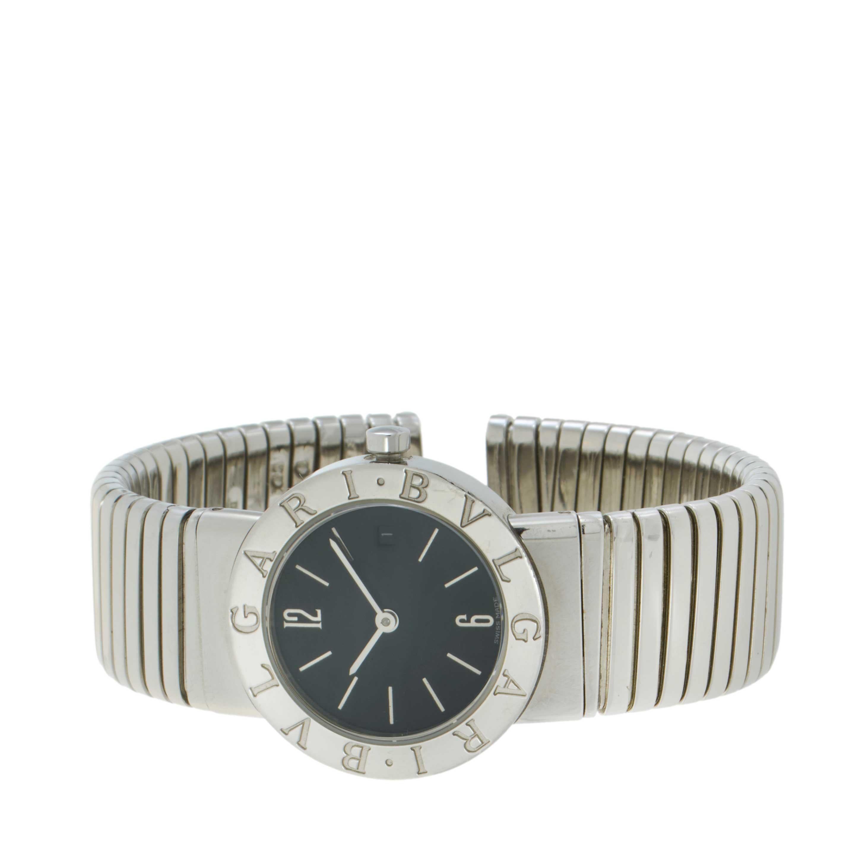 da uomo o donna Bvlgari Tubogas Ref. BB26 2TS - Acciaio inossidabile, quadrante nero, quarzo in vendita