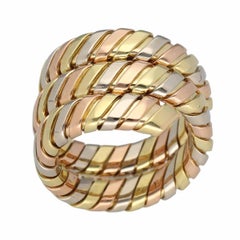 BVLGARI Tubogas Ring K18 Yellow Gold White Gold Pink Gold US-size 8 1/2