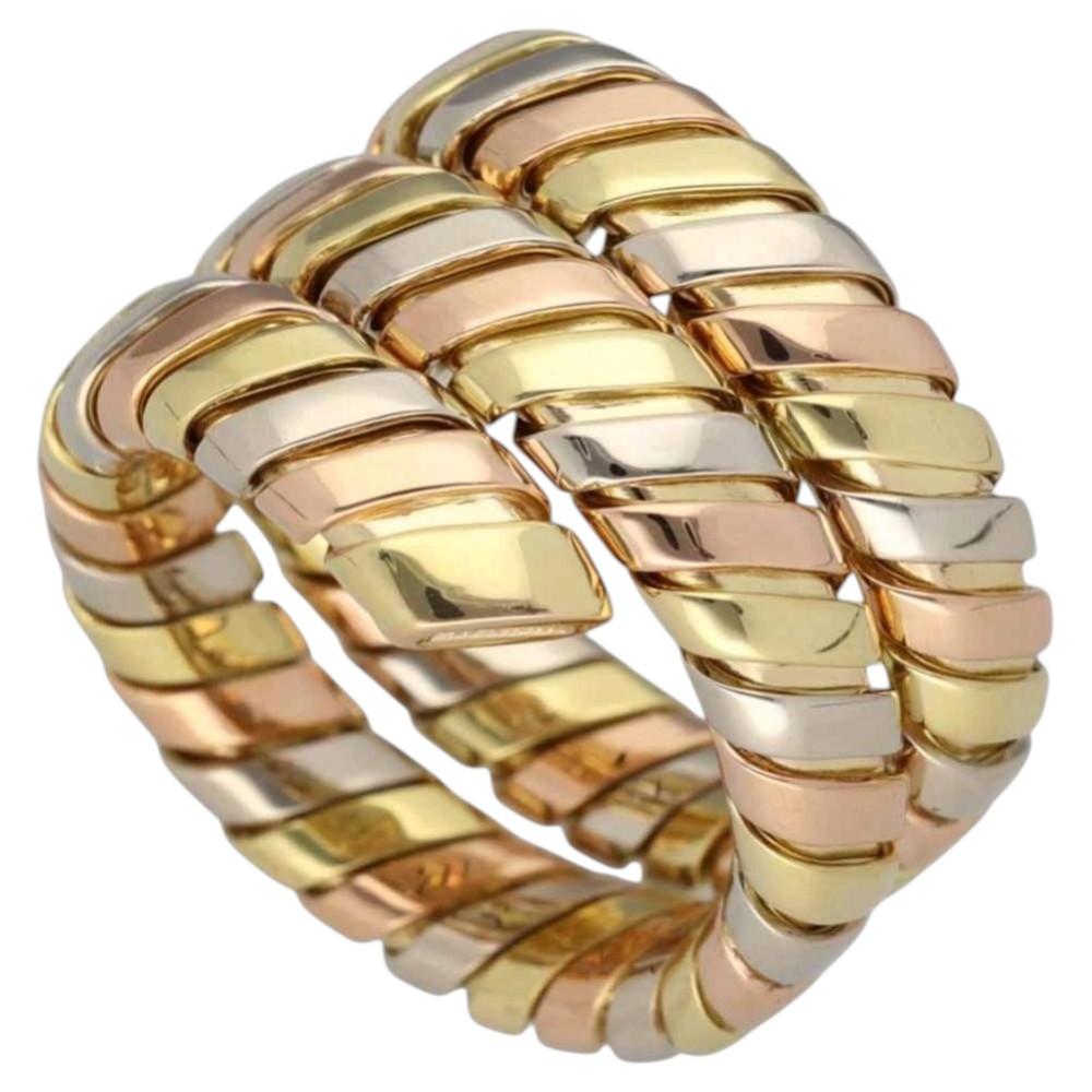 BVLGARI Tubogas Ring K18 Yellow Gold White Gold Pink Gold US-size 8 1/2