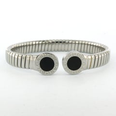 Bvlgari Tubogas Steel and Onyx Bracelet