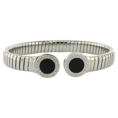 Bvlgari Tubogas Steel and Onyx Bracelet
