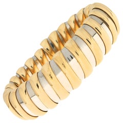 Used Bvlgari Tubogas Torque Bracelet in 18 Karat Yellow Gold and Steel