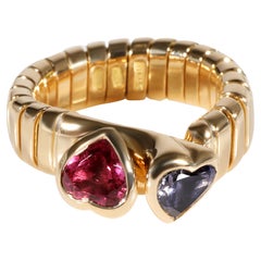 Bvlgari Tubogas: 18 Karat Gelbgold Bypass-Herzring mit Turmalin
