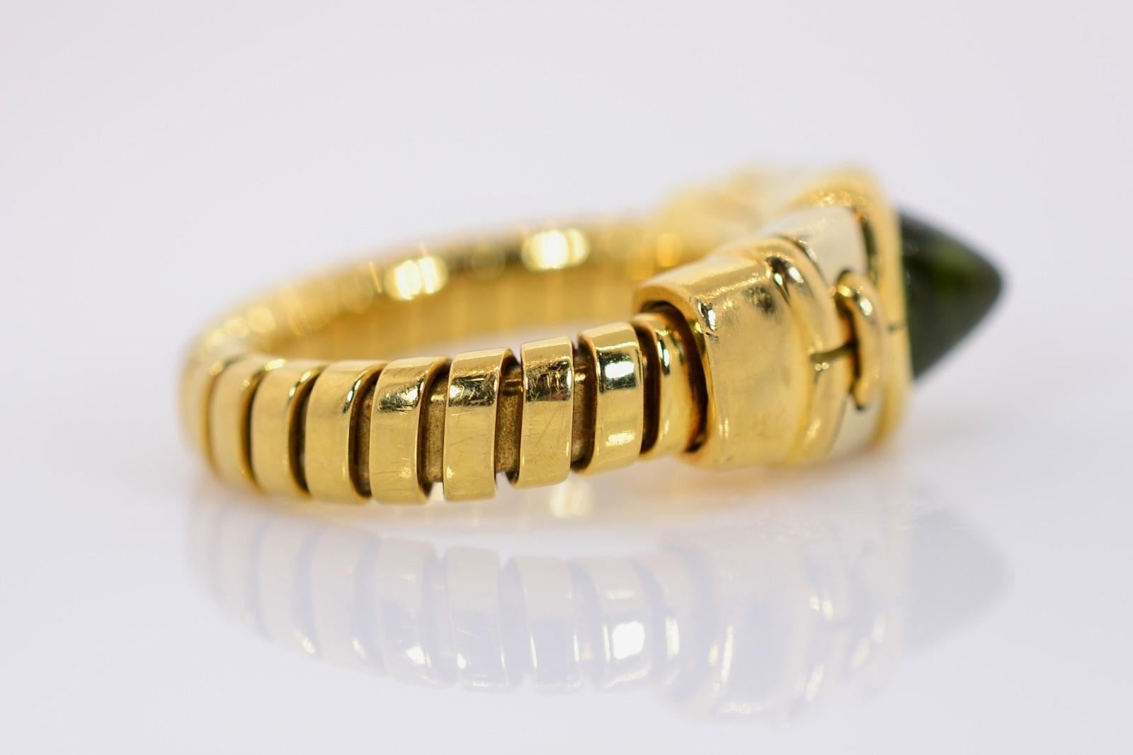 Modern Bvlgari Tubogas Tourmaline Gold Ring