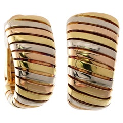 Orecchini a fascia in oro 18k BVLGARI Tubogas Tri-Color