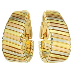 Bvlgari Tubogas Tri-Color Gold Clip-On Earrings