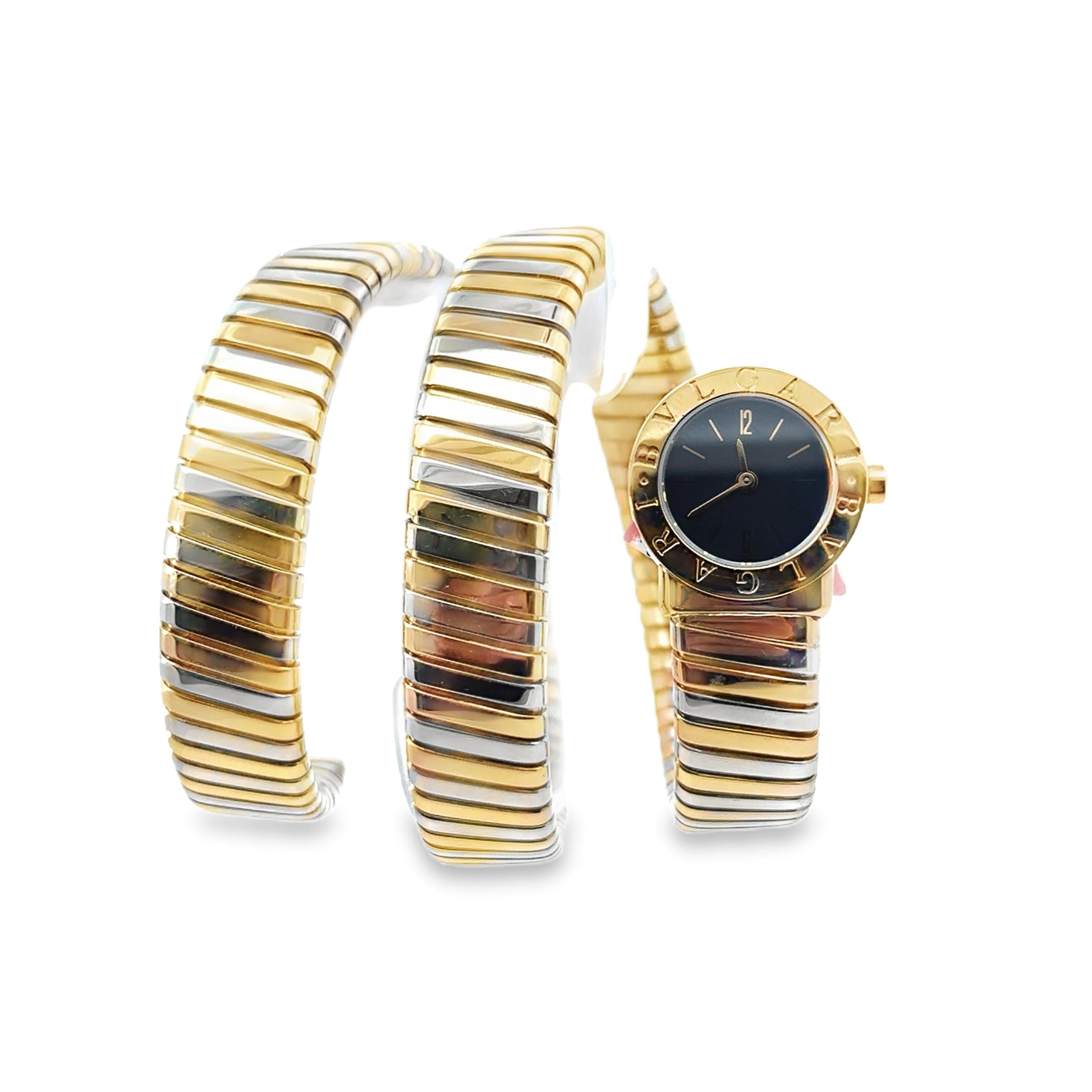 BVLGARI Montre Tubogas BB19 bicolore avec garantie ! Excellent état - En vente à New York, NY