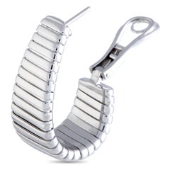 Bvlgari Tubogas White Gold Large Oval Hoop Omega Earrings