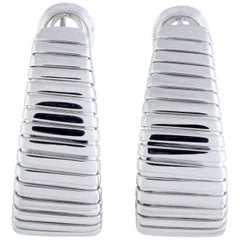 Bvlgari Tubogas White Gold Large Oval Hoop Omega Earrings