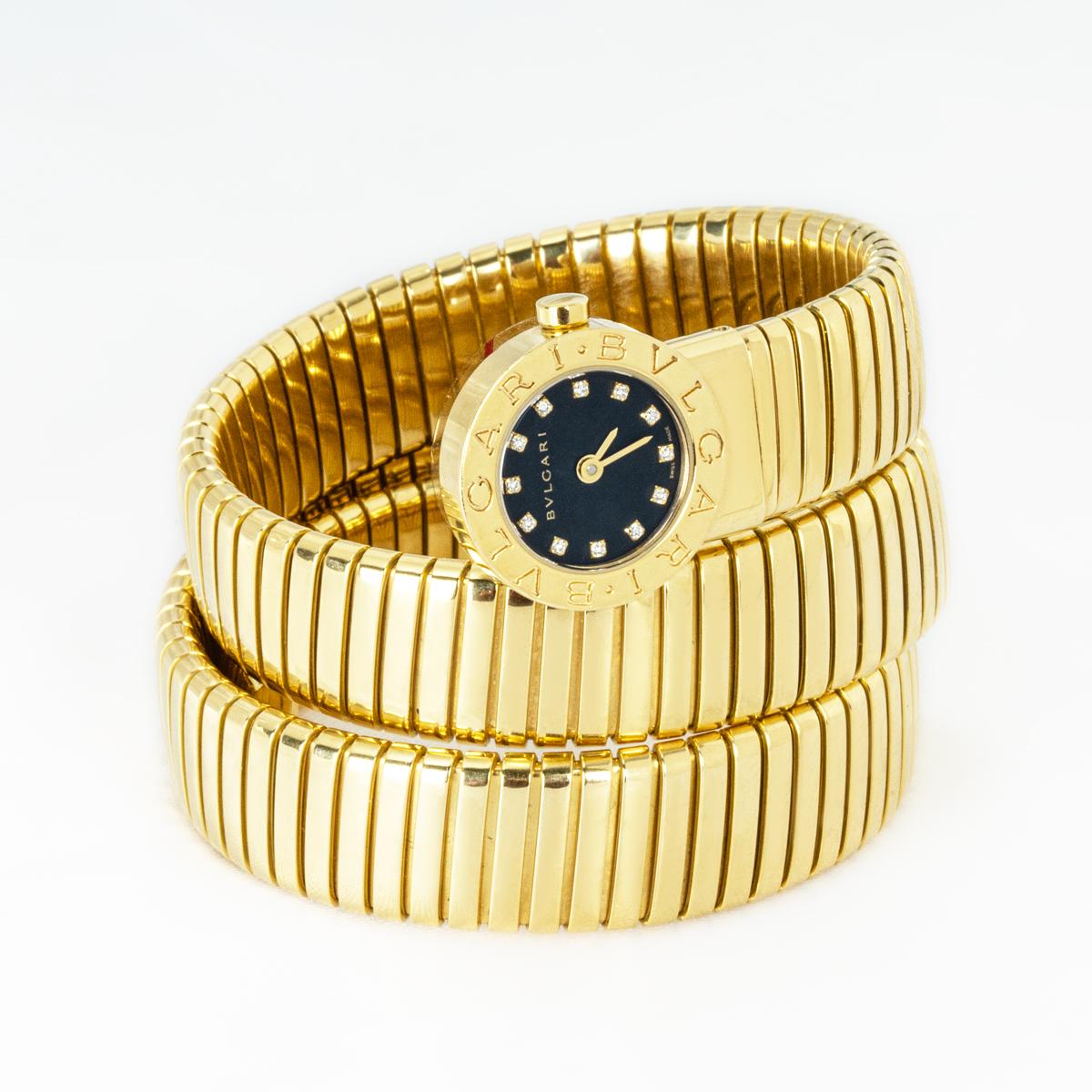 Bvlgari Tubogas Oro Giallo Quadrante Diamante BB191TG In condizioni buone in vendita a London, GB