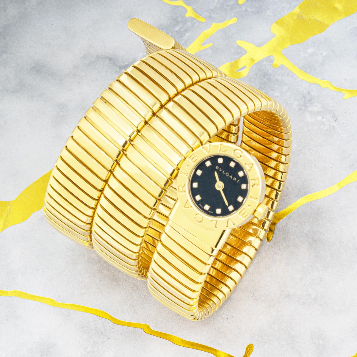 Bvlgari Tubogas Oro Giallo Quadrante Diamante BB191TG in vendita 2