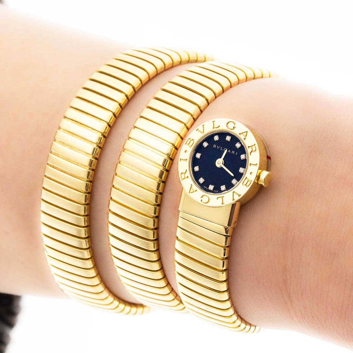 Bvlgari Tubogas Oro Giallo Quadrante Diamante BB191TG in vendita 3