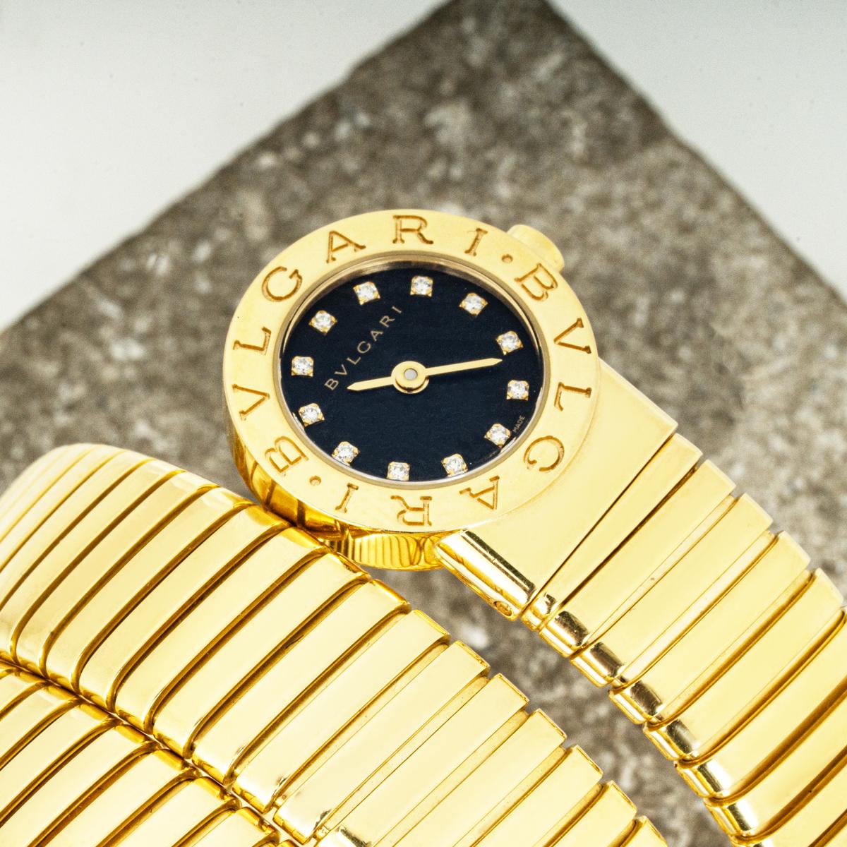 Bvlgari Tubogas Oro Giallo Quadrante Diamante BB191TG in vendita 4