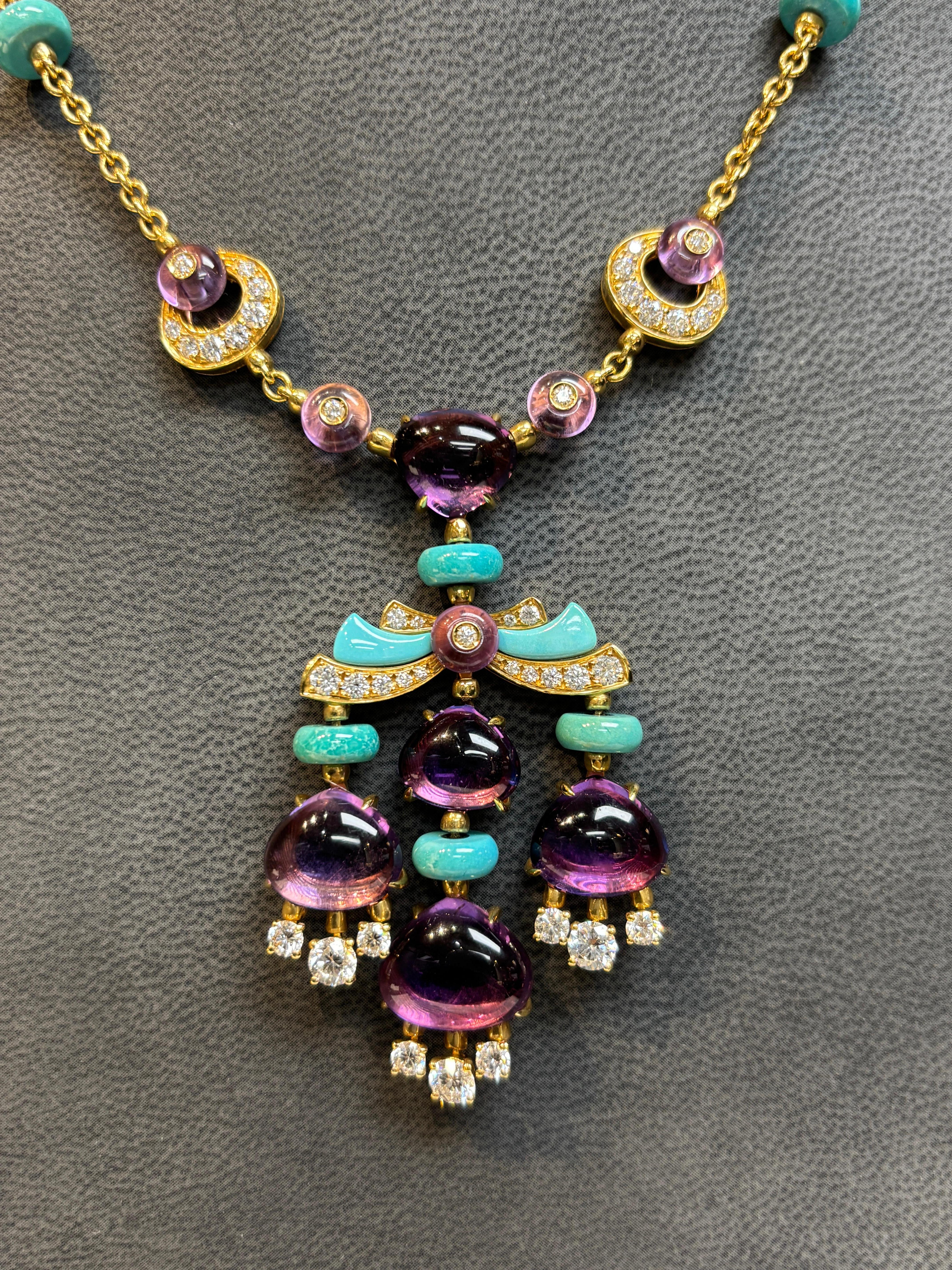 Donna Collana Bvlgari con ametista turchese e diamanti in vendita