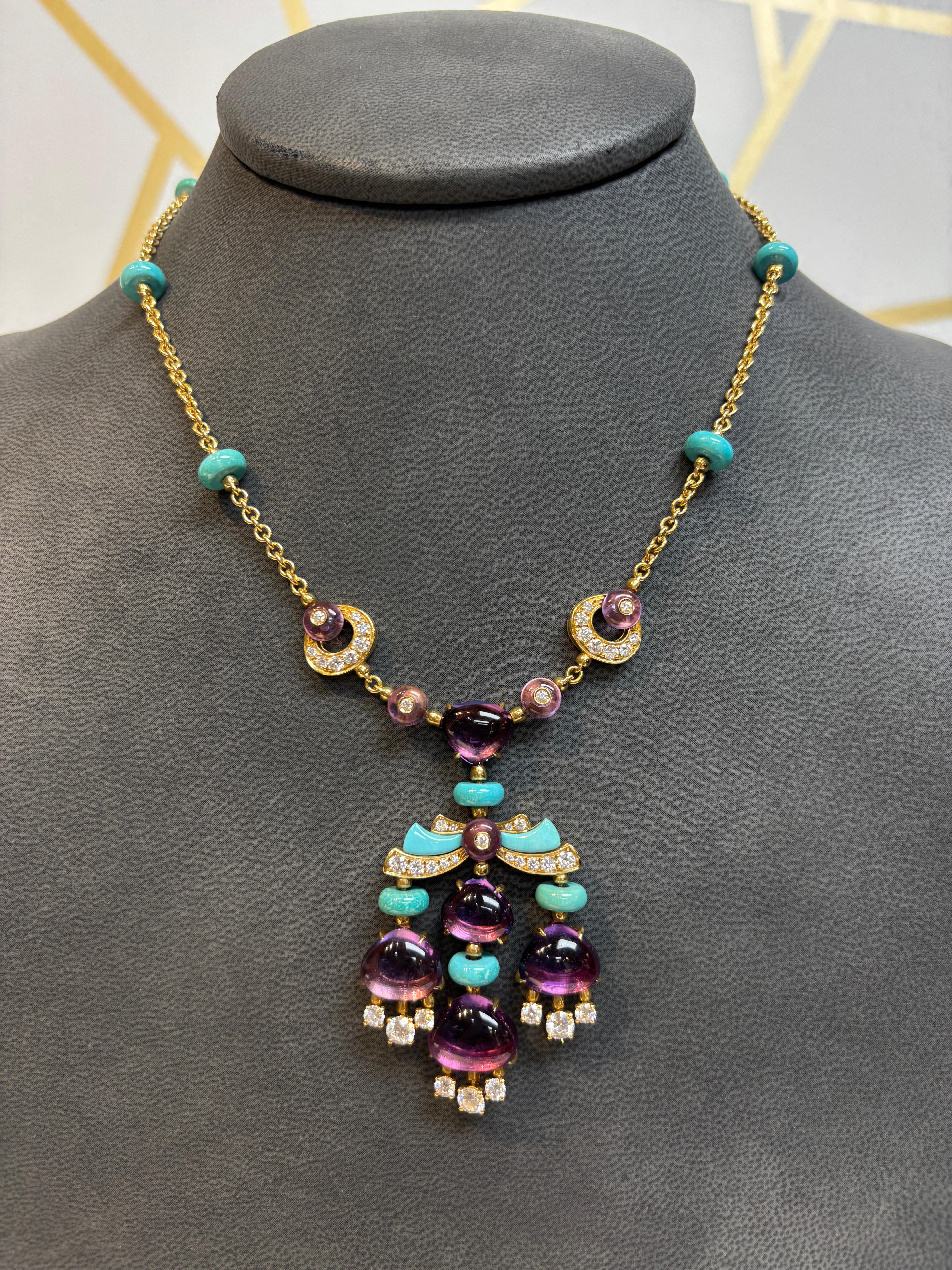Collana Bvlgari con ametista turchese e diamanti in vendita 1