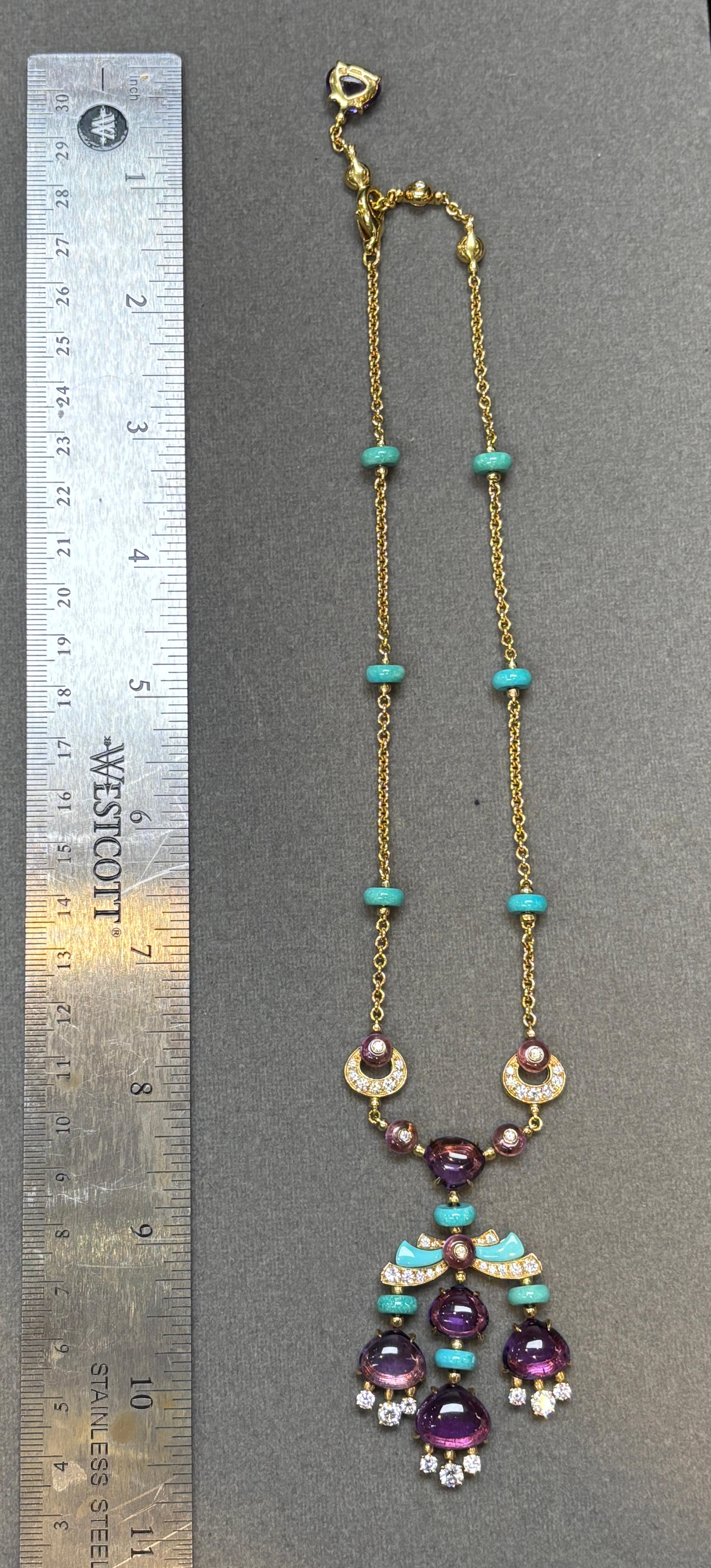 Collana Bvlgari con ametista turchese e diamanti in vendita 2