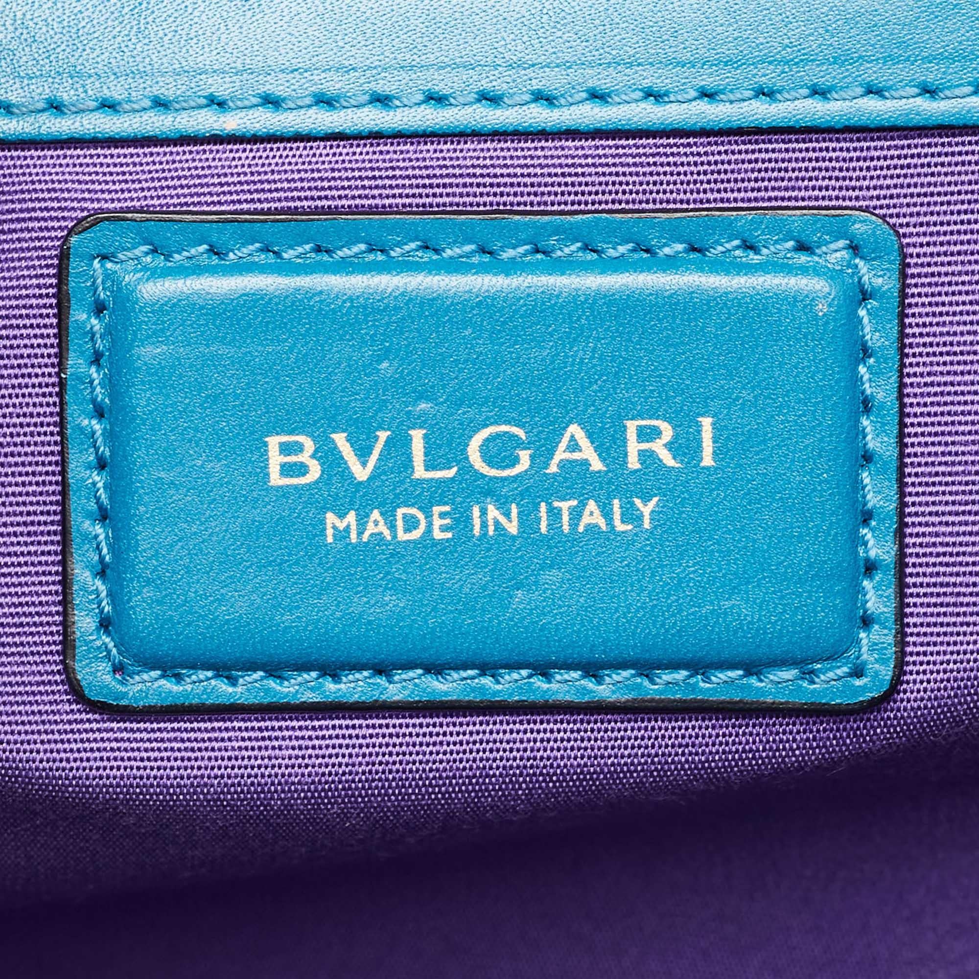 Bvlgari Turquoise Blue Leather Large Serpenti Forever Shoulder Bag 5