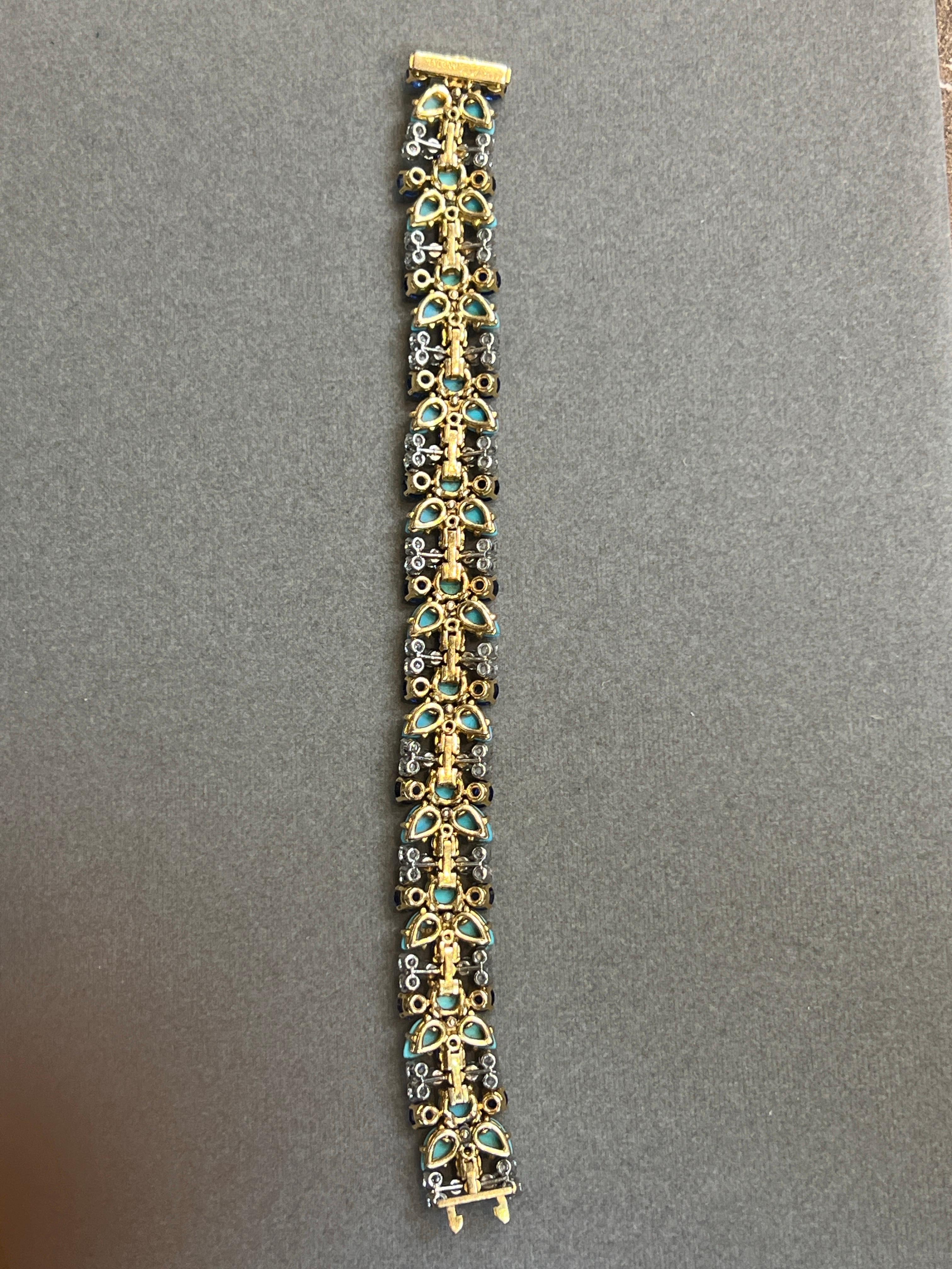 Pulsera Bvlgari de zafiro turquesa y diamantes en Excelente estado para la venta en New York, NY