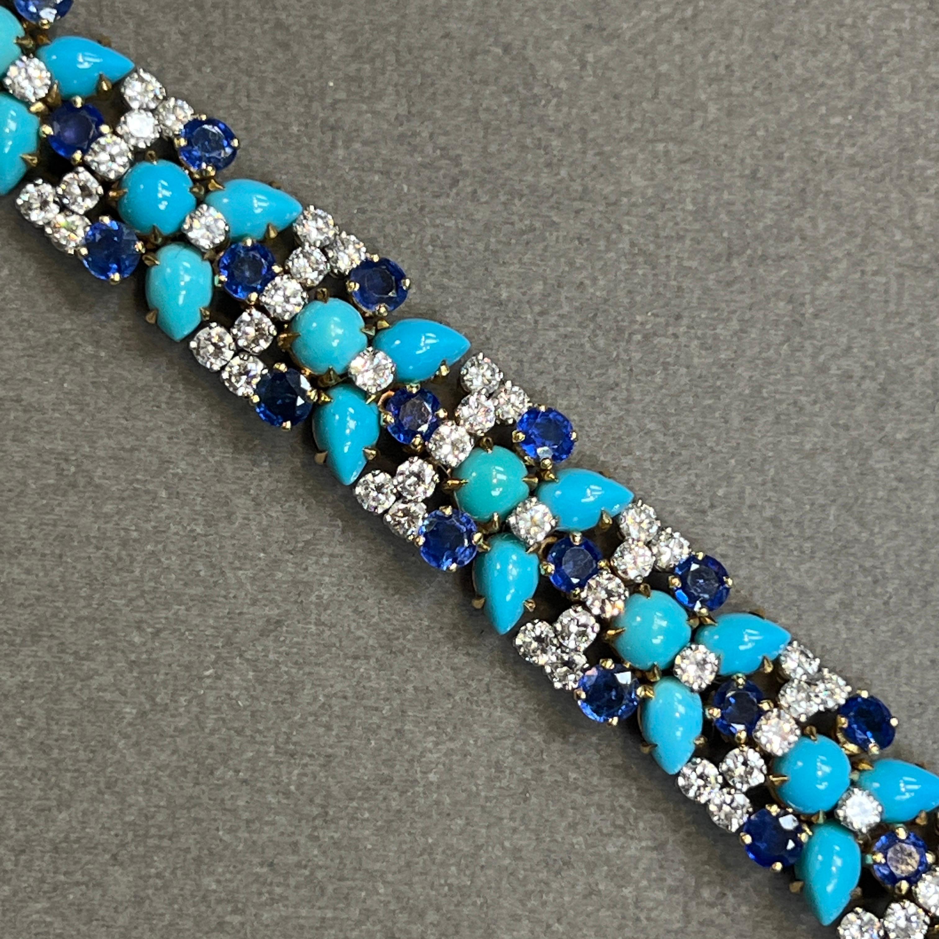 Pulsera Bvlgari de zafiro turquesa y diamantes en venta 1