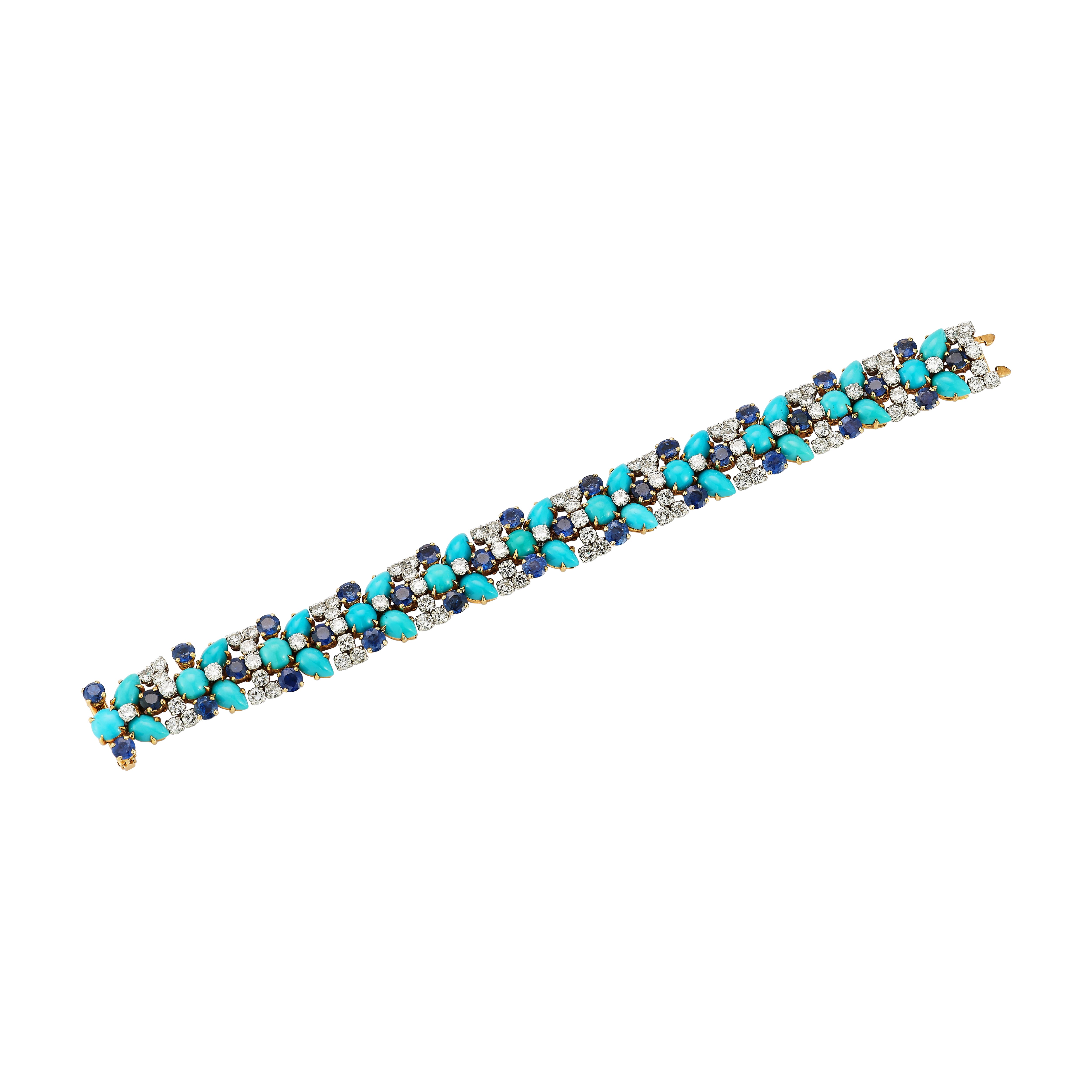 Pulsera Bvlgari de zafiro turquesa y diamantes en venta