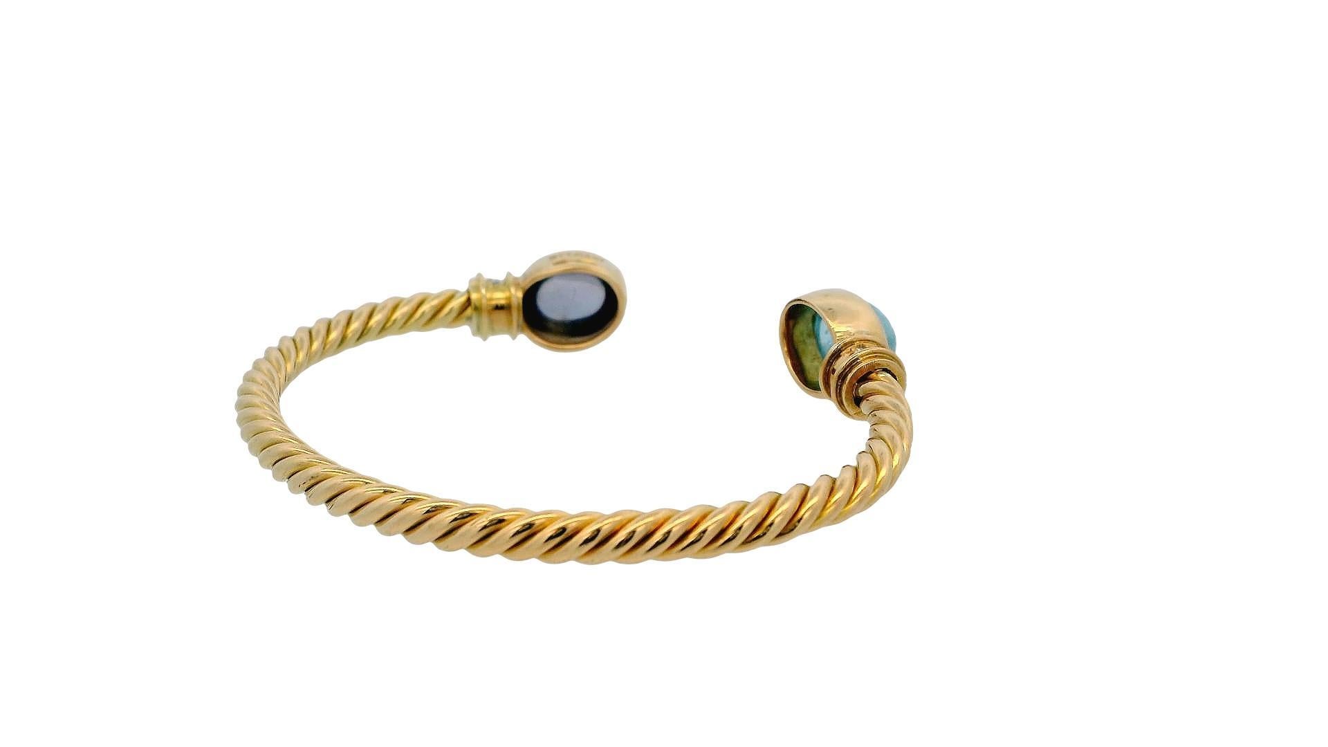 Contemporaneo Bracciale Bvlgari Twist in oro giallo 18 carati con ametista acquamarina e diamante in vendita