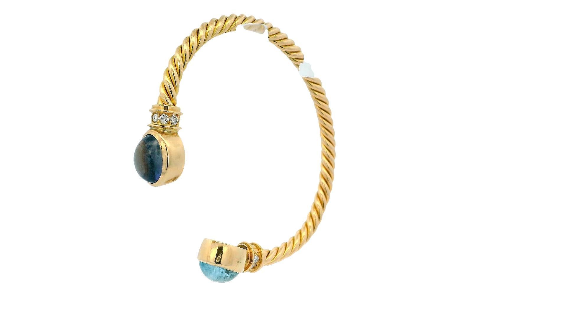 Donna Bracciale Bvlgari Twist in oro giallo 18 carati con ametista acquamarina e diamante in vendita