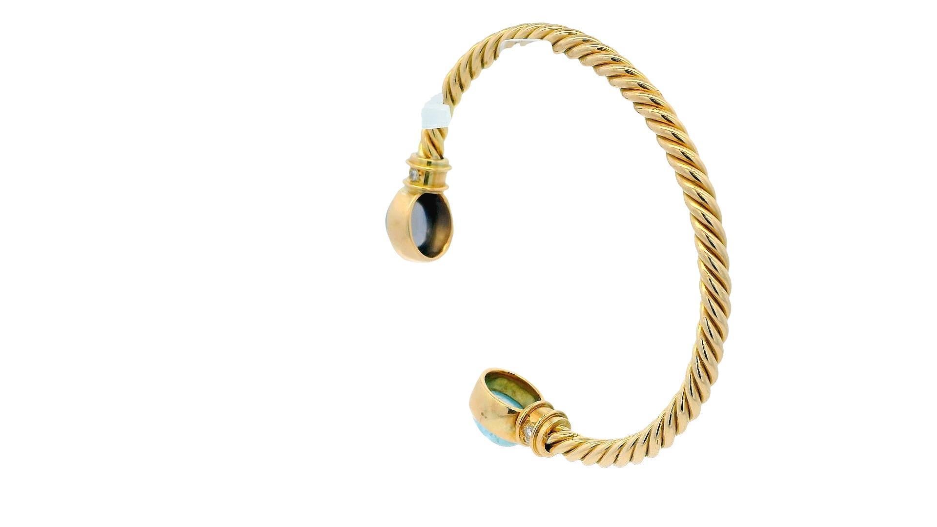 Bracciale Bvlgari Twist in oro giallo 18 carati con ametista acquamarina e diamante in vendita 1