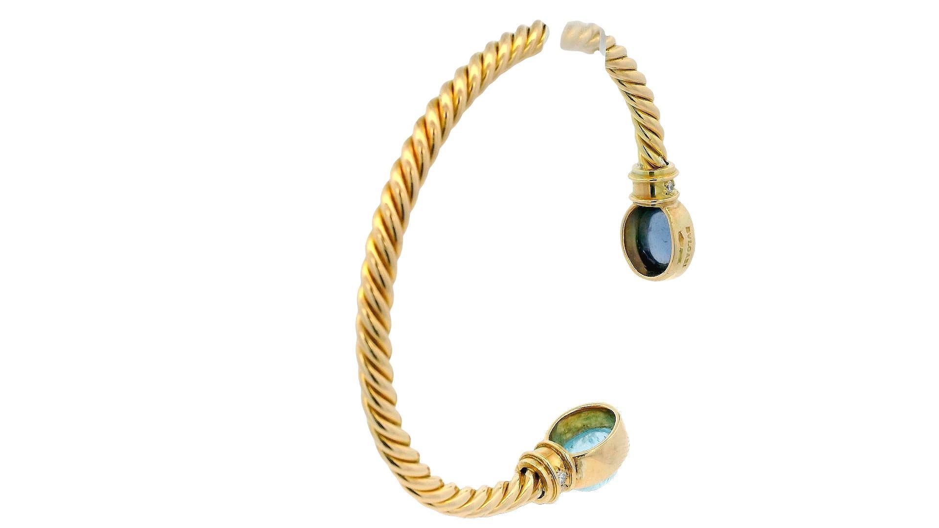 Bracciale Bvlgari Twist in oro giallo 18 carati con ametista acquamarina e diamante in vendita 2