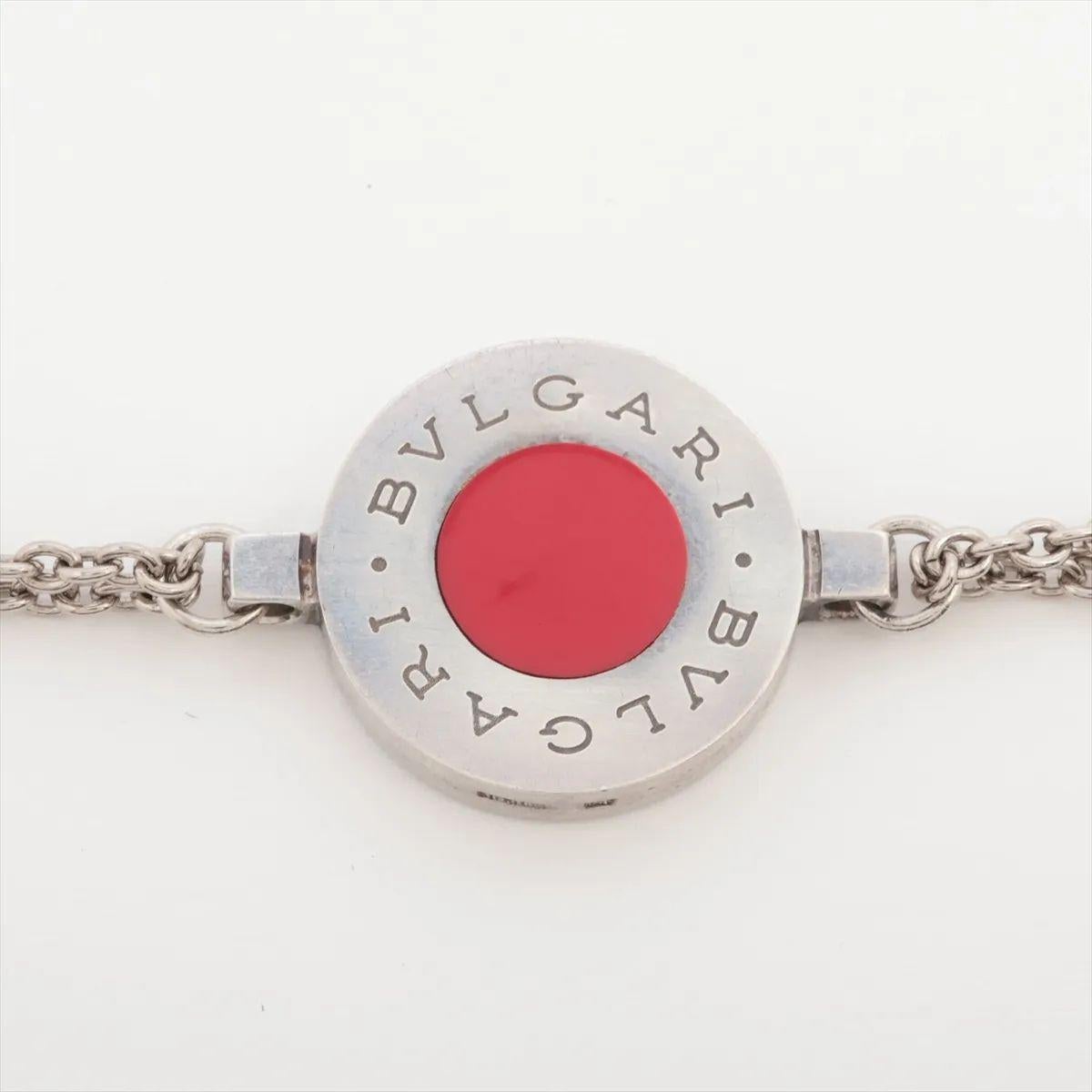 Women's or Men's Bvlgari Two-layer Chain Bracelet Red Silver For Sale